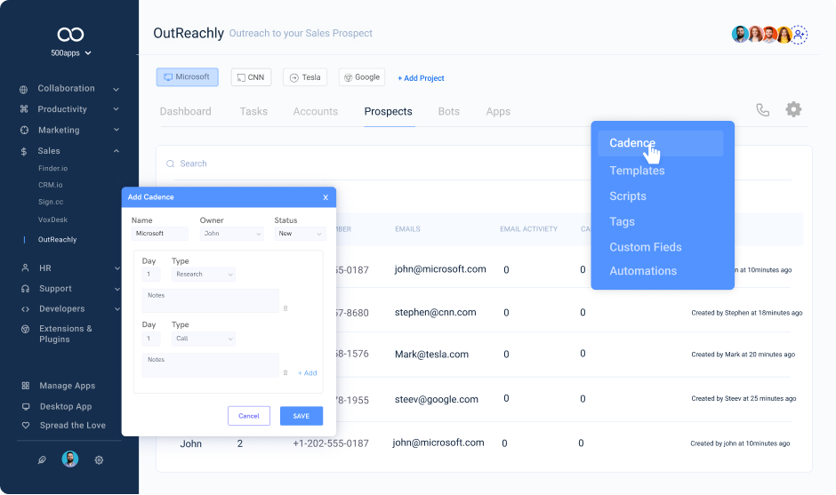 Visual Cadence Builder | OutReachly by 500apps